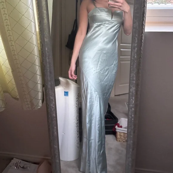 Reformation Aquamarine Silk Dress - Picture 5 of 7
